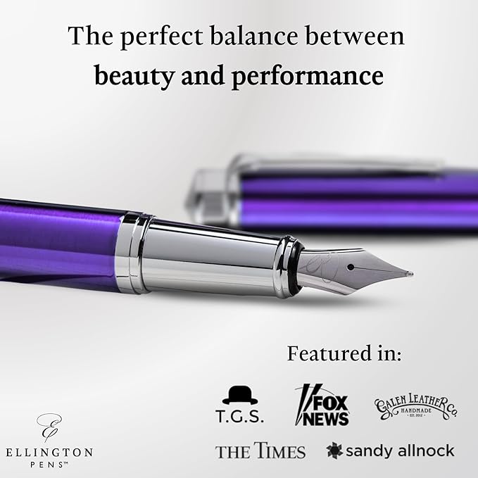 Luxury Fountain Pen Set- Fountain Pens for Writing - Smooth Extra Fine Nib - Includes Refillable Ink Converter, 3 Ink Cartridges [Black & Blue], Gift Box - Elegant Calligraphy
