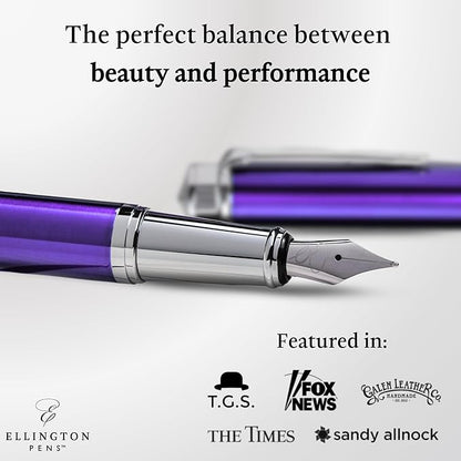 Luxury Fountain Pen Set- Fountain Pens for Writing - Smooth Extra Fine Nib - Includes Refillable Ink Converter, 3 Ink Cartridges [Black & Blue], Gift Box - Elegant Calligraphy