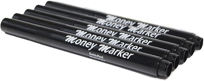 Money Marker (5 Counterfeit Pens) - Counterfeit Bill Detector Pen with Upgraded Chisel Tip - Detect Fake Counterfit Bills, Universal False Currency Pen Detector Pack