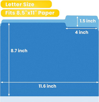 SUNEE File Folders, 30 Pack Manilla Folders 8.5 x 11, Colored File Folders Home Office School Supplies for Documents Files Paper,Blue