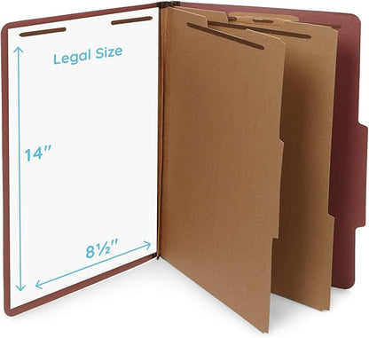30 Legal Size Classification Folders, 2 Divider 2 Inch Tyvek Expansions, Durable 2 Prongs Designed to Organize Standard Law Client Files, Office Reports, 30 Legal Folders, Red Brick