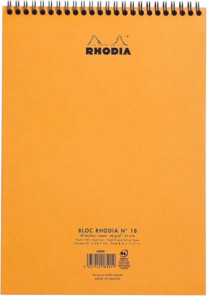 Rhodia Wirebound Pad 8.25x11.75, Lined, Orange