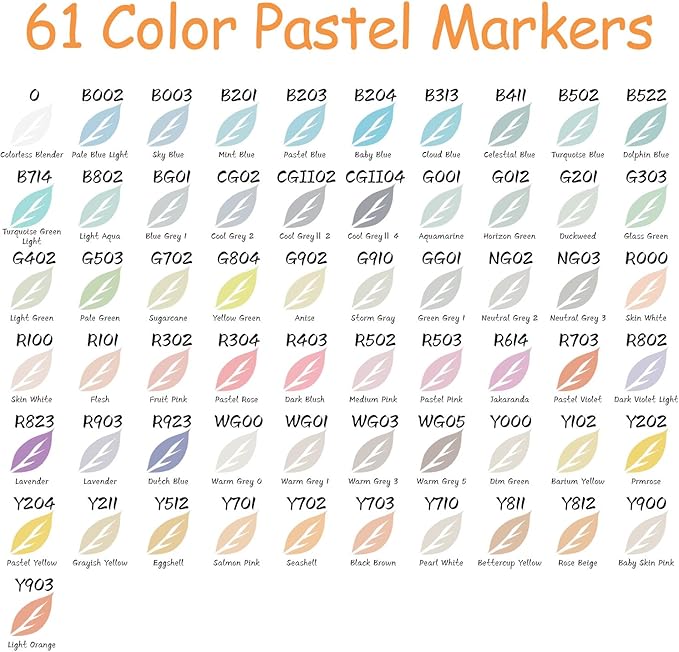 Caliart 61 Colors Pastel Alcohol Markers, Brush & Chisel Dual Tip Markers for Adult Coloring Book, Sketch Pens Permanent Art Markers Set for Easter Eggs Decorations Stuffers Drawing Supplies Gift