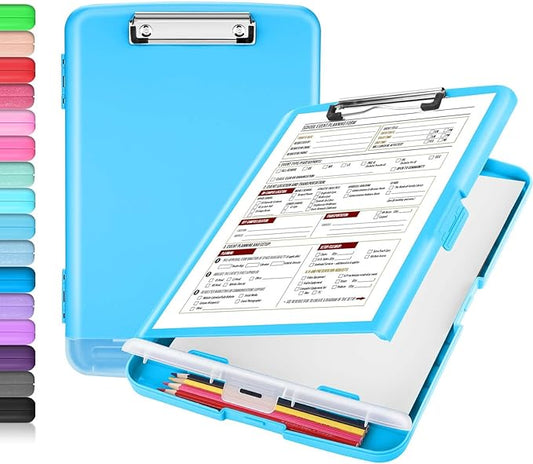 Sooez Clipboard with Storage, High Capacity Nursing Clip Boards with Pen Holder, Heavy Duty Plastic Storage Clipboards with Low Profile Clip, Clipboard Folder, Teacher Must Haves Office Supplies