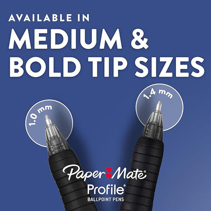 Paper Mate Profile Retractable Ballpoint Pens, Bold (1.4mm), Assorted Colors, 12 Count