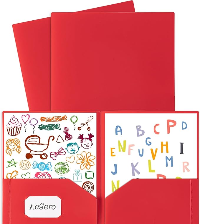 Plastic Folders with Pockets (7 Pack, Soft Light Colors), Durable Heavy Duty File Folders with Business Card Slot, 2-Pocket Folder for Schoolwork & Office,Letter Size