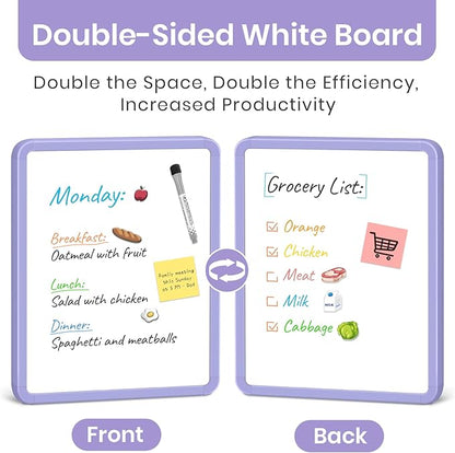 Small Double-Sided White Board Dry Erase Board For Wall, 14"x11" Hanging Whiteboard for Door, Mini Dry Erase Board with a black dry erase marker, Small Whiteboard for Kids Students, Back To School, Pu