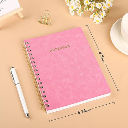 Spiral Notebook College Ruled Soft Cover Suede Aesthetic Note book 160Pages 8.5" x 6.34" For Work Note taking,Journals For Writing School Office With Double-Sided Pocket,100GSM Thick Paper