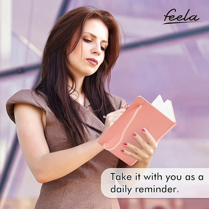 feela 5 Pack Notebooks Journals Bulk, Hardcover Classic Ruled Lined Journals with Pen Holder for Women Girls School Business Supplies, with 5 Black Pens, 120 GSM, 5.1”x8.3”, A5, Mild Colors