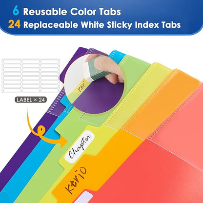 KTRIO 12 Pocket Poly Project Organizer, Spiral Binder Organizer Multi Pocket Folder with Dividers, Back Cover Utility Pouch, Letter Size School Supplies