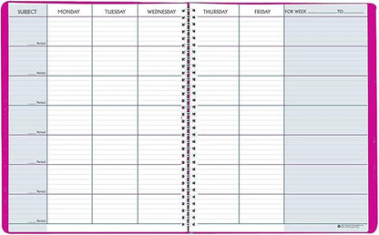 House of Doolittle Teachers Planner, Pink Leatherette Cover, 45 Weeks, 7 Periods, Seating Chart, Records, 8.5 x 11 Inch (HOD50905)