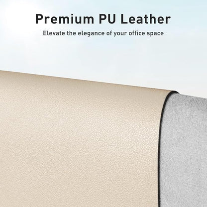 Aothia Leather Desk Pad Protector, Office Desk Mat, Large Mouse Pad, Non-Slip PU Leather Desk Blotter, Laptop Desk Pad, Waterproof Desk Writing Pad for Office and Home (48"x17", Beige)