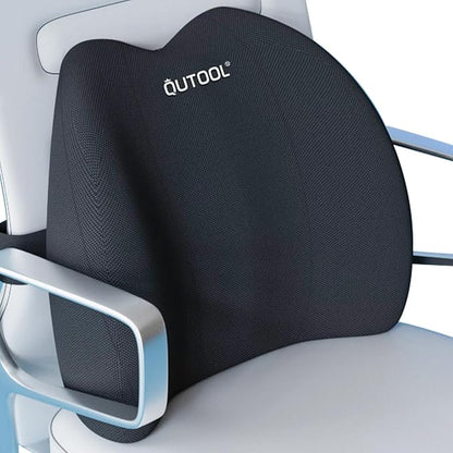 QUTOOL Lumbar Support Pillow for Office Chair, Memory Foam Low Back Support,Back Pain Relief, Ergonomic Large Back Cushion for Desk Chair,Gaming Chair,Adjustable Strap and Washable Cover