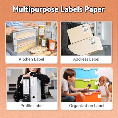 Phomemo Thermal Labels- Address Labels Sticker for M120/M220/M110/M221/M150/M250 Label Printer Machine, 1.97"x3.15"(50x80mm),100 Labels/Roll, for Barcode/Cloth/Name/Bussiness Tag,Black on White