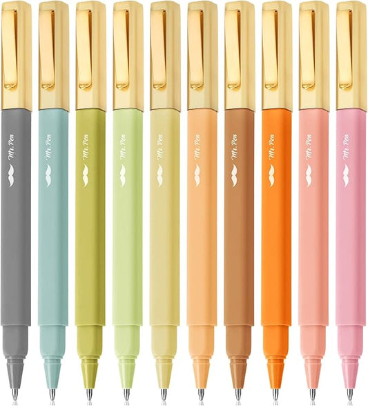 Mr. Pen- Aesthetic Pens, 10 Pack, Assorted Colors, Fast Dry, No Smear Bible Pens No Bleed Through, 0.7mm Fine Point Pen, Ballpoint Pens Ballpoint, Fine Tip Pens for Note Taking, Pens Aesthetic