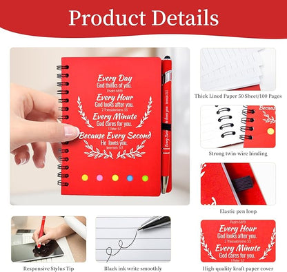 60 Pcs Bulk Christian Gifts Prayer Journal for Woman - 30 Set Religious Notepad with Christian Pen - Bible Notebook - Church Gifts for Mother's Day, Bible Study, and Family Devotions (Red)