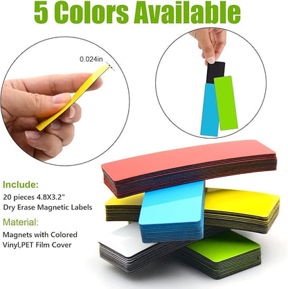 Dry Erase Big Magnetic Labels (4.8x3.2,Pack of 20),Large Write On Magnets Name Plates Sticker,Waterproof/Reusable for Refrigerator&Lockers&Whiteboard&Cabinet(Green)