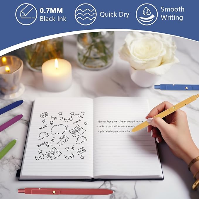 FIOVER 6Pcs Gel Pens, 0.7mm Medium Point Smooth Writing Pen, Black Gel Ink Journaling Supplies for Note Taking, Cute Aesthetic Office School Supplies Gifts for Women(6 Pcs Gold Vintage)
