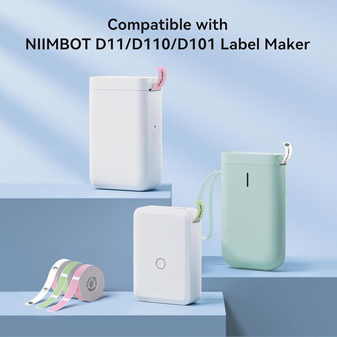 NIIMBOT Label Maker Tape for D11/D110/D101 Label Maker, 12 x 22 mm (0.47'' x 0.87'')-260 Tapes/Roll for Home Office Labeling Tape Replacement, White