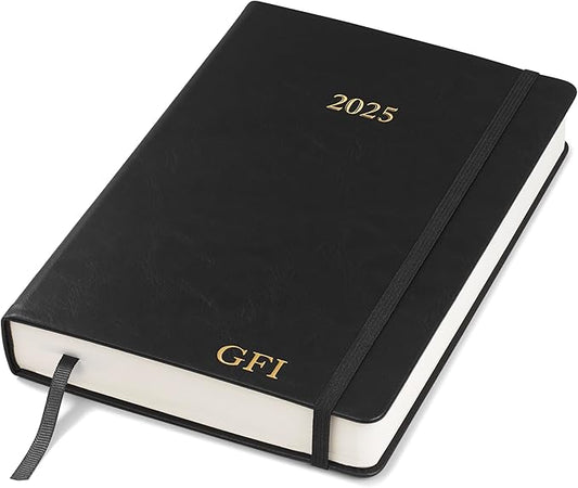 Wykeham's Executive 2025 Daily Journal Planner – Customization Available (Personalized Black, 8.5"×5.5")
