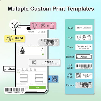Nelko Label Maker Machine with Tape, P21 Bluetooth Label Printer, Wireless Mini Label Makers with Multiple Templates for Organizing Office Home, Cyan