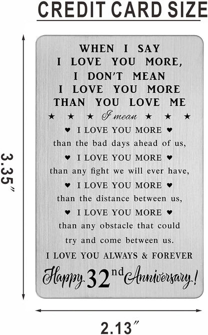 32nd Anniversary Wallet Card Gifts for Husband, 32 Year Anniversary Steel Gifts for Men, Happy 32nd Anniversary Romantic Gifts for Him