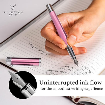 Luxury Fountain Pen Set- Fountain Pens for Writing - Smooth Extra Fine Nib - Includes Refillable Ink Converter, 3 Ink Cartridges [Black & Blue], Gift Box - Elegant Calligraphy