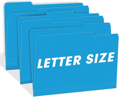 File Folder, RAZCC 150 Pack 1/3 Cut Tab File Folders Letter Size, Blue, Colored Folders with Tab Great for Organizing and Easy File Storage