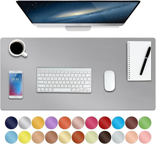 Boutilon Leather Desk Pad 30" x14",Non-Slip Mouse Pad,Office Desk Mat,Waterprooft PU Leather Desk Blotter,Desk Pad Protector,Desk Writing Pad for Home Office Decor (M-Grey)