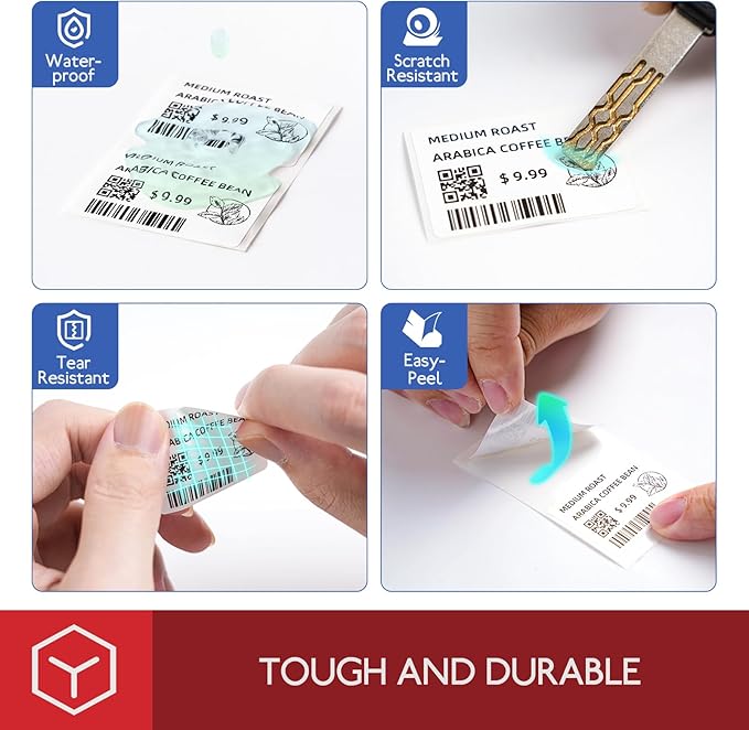 [3x130 pcs] Phomemo Address Labels, 0.98''x2.64'' (25x67mm) M110 M100 M220 M221 M120 M200 Labels, White, 130 Labels/Roll, 3 Rolls, All-Purpose Adhesive Thermal Phomemo Original Labels