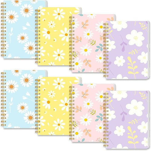 Koogel 8PCS Spiral Notebook Journals, A6 Hardcover Journal Notebooks, 80 Sheets/160 Pages Wirebound Diary Planner for School Office Home Gifts