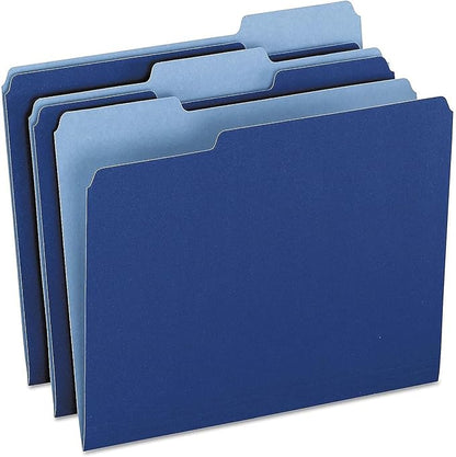 Pendaflex Two-Tone Color File Folders, Letter Size, 1/3 Cut, Navy, 100 Per box (152 1/3 NAV)
