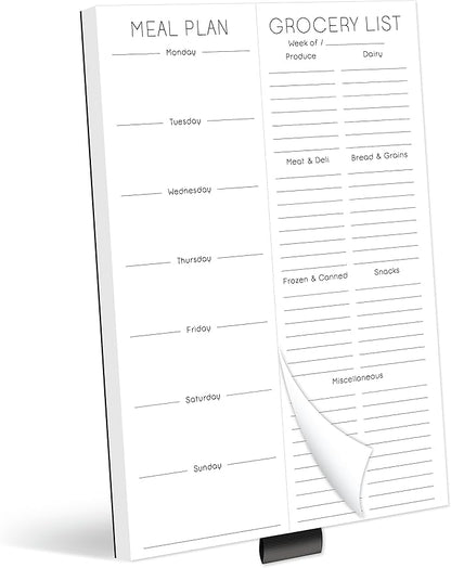 Evercio Meal Plan & Grocery List Magnetic Notepad for Refrigerator | For Shopping Lists Planner Organizer Memo Note Pad for Fridge | Kitchen Gift for Mother, Girlfriend | 7x10 Inches, 52 Sheets