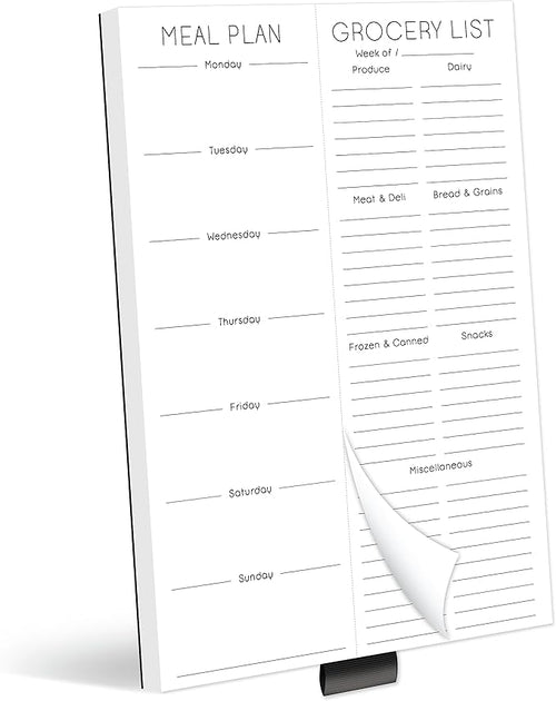 Evercio Meal Plan & Grocery List Magnetic Notepad for Refrigerator | For Shopping Lists Planner Organizer Memo Note Pad for Fridge | Kitchen Gift for Mother, Girlfriend | 7x10 Inches, 52 Sheets
