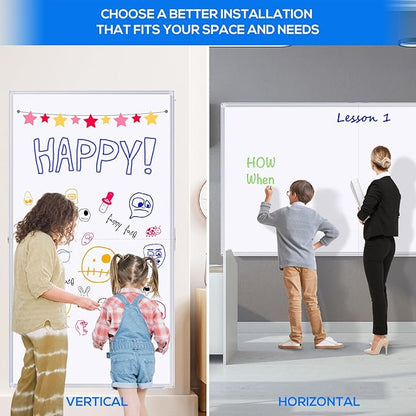 Large Whiteboard for Wall 72"X48", White Board Dry Erase 6' x 4' Magnetic Whiteboard Foldable Wall-Mounted Aluminum Frame Marker Board with a Long Pen Tray for School, Classroom, Office & Home