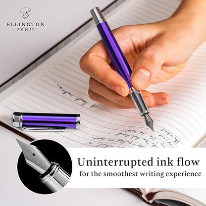 Luxury Fountain Pen Set- Fountain Pens for Writing - Smooth Extra Fine Nib - Includes Refillable Ink Converter, 3 Ink Cartridges [Black & Blue], Gift Box - Elegant Calligraphy