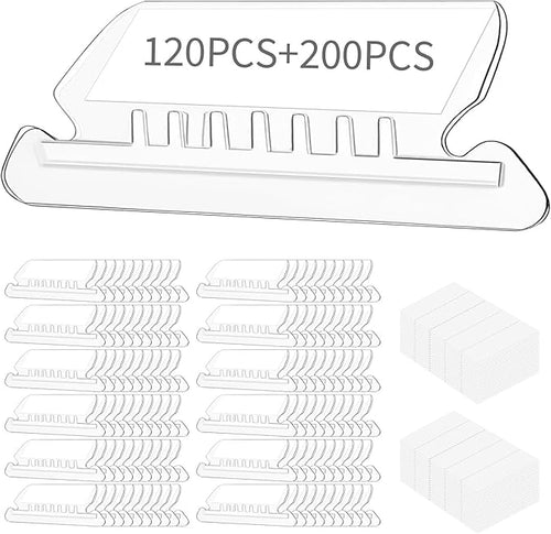 Hanging File Folder Tabs, 120 Pcs File Folder Tabs and 200 Pcs Inserts, File Tabs for Hanging Folders, Plastic Hanging Folder Tabs, Clear Hanging File Tabs for File Folders