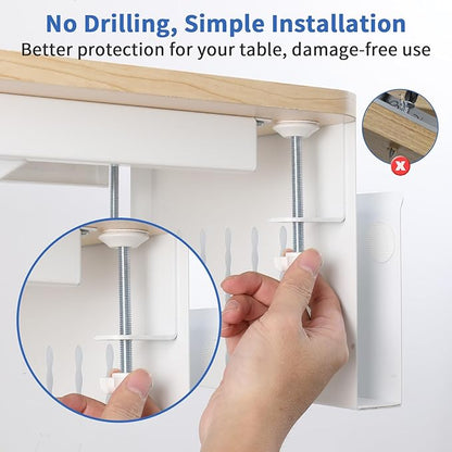 LUKETURE Desk Side Storage, Steel Side Desk Organizer, No Drill Laptop Holder, Clamp on Laptop Mount with Pen Holder, Table Hanging Storage for Home Office, Fits Flat Edge Tables 0.3" to 2.8"