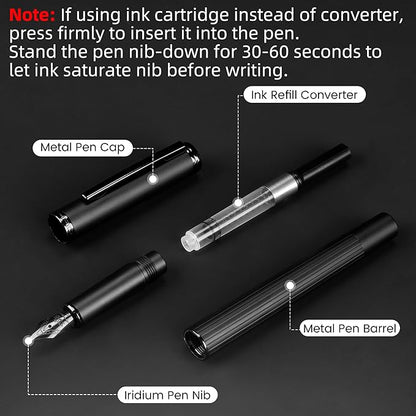 JINHAO Fountain Pen Extra Fine Nib, Includes Ink Cartridges & Converter, Perfect Weight, Optimal Flow, No Skips