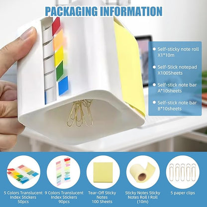 5-in-1 Sticky Note Holder for Desk - Pop Up Sticky Note Dispenser with Pop Up Post Its, Sticky Note Holder & Storage, Magnetic Absorber Case for On-The-Go Organization (Dark Green)