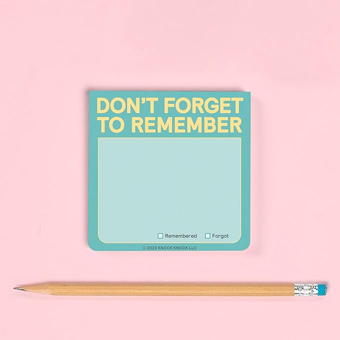 1-Count Knock Knock Don't Forget to Remember Sticky Note Pad, to Do List Notes, 3 x 3-Inches, 100 Sheets Each