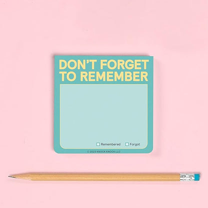 1-Count Knock Knock Don't Forget to Remember Sticky Note Pad, to Do List Notes, 3 x 3-Inches, 100 Sheets Each