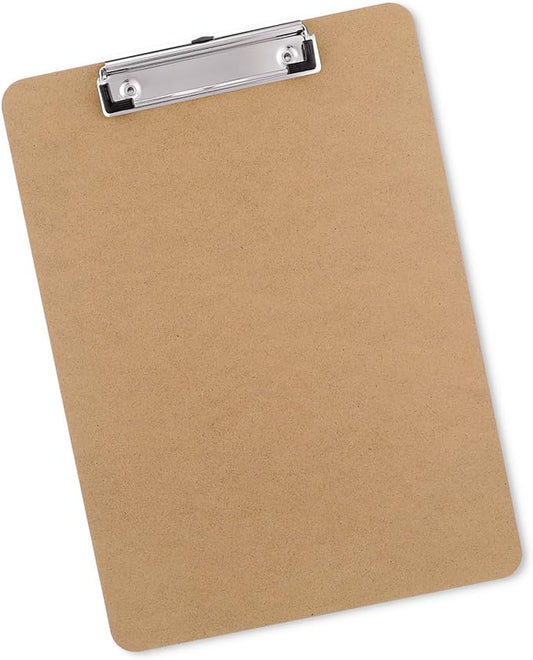 Wood Clipboards, Letter Size Hardboard Clip Board 8.5x11 for Classroom, Students, Kid, Teacher, A4 Standard Size 9" x 12.5" with Low Profile Clip, Office & School Supply