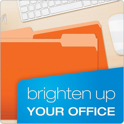 Pendaflex Two-Tone Color File Folders, Letter Size, Orange, 1/3 Cut, 100 per box (152 1/3 ORA)