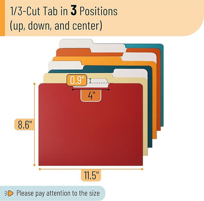 Mr. Pen- File Folders, 18 Pack, Retro Colors, 1/3-Cut Tab, File Folders Letter Size, Colored File Folders, Office File Folder, Colored Folders, Office Supplies File Folders, File Folders with Tabs
