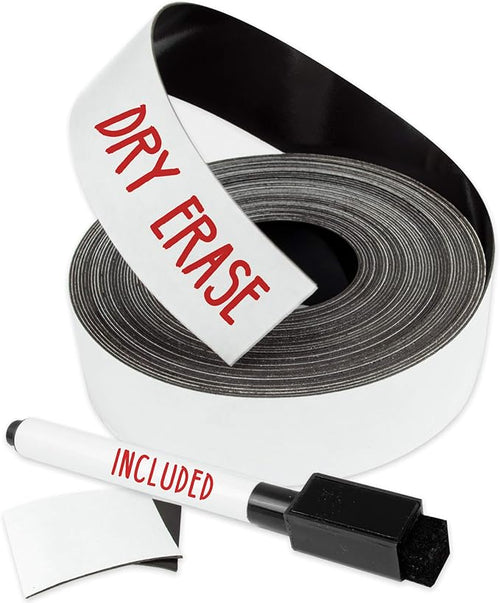 X-bet MAGNET Magnetic Strips - 1 Inch x 25 Feet Magnetic Tape Roll - Blank Write On Magnets - Sticky Labels and Stickers - Writable Flexible Magnet Sheet for Whiteboards, Refrigerator and Crafts