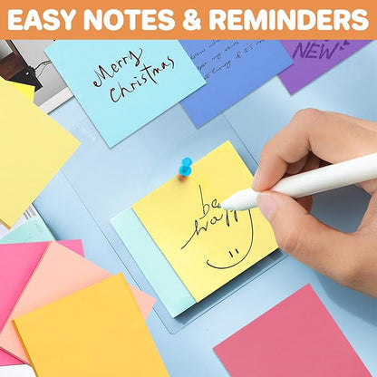 (9 Pack) Sticky Notes 3x3 Inches Colorful Sticky Notes，Super Sticking Power Bright Colors Self-Stick Pads，Easy to Post for School Supplies and Office Products，56 Sheets/Pad,504Sheets