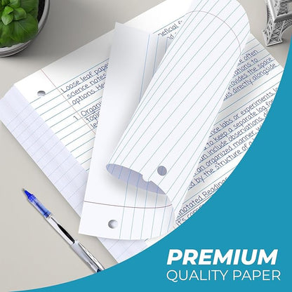 Loose Leaf Paper, 900 Sheets, 6 Pack, College Ruled, 8" x 10.5", 56 gsm Bulk Office Filler Paper, 3 Hole Punched, 150 Sheets/Pack, College Ruled Paper for 3 Ring Binder, Notebook Paper, White