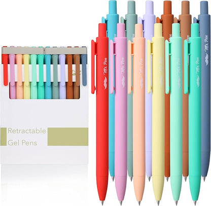 Mr. Pen- Retractable Gel Pen Pack, Assorted Colors, Fast Dry, Fine Point 0.7mm, Retractable, Cute Journaling Pens