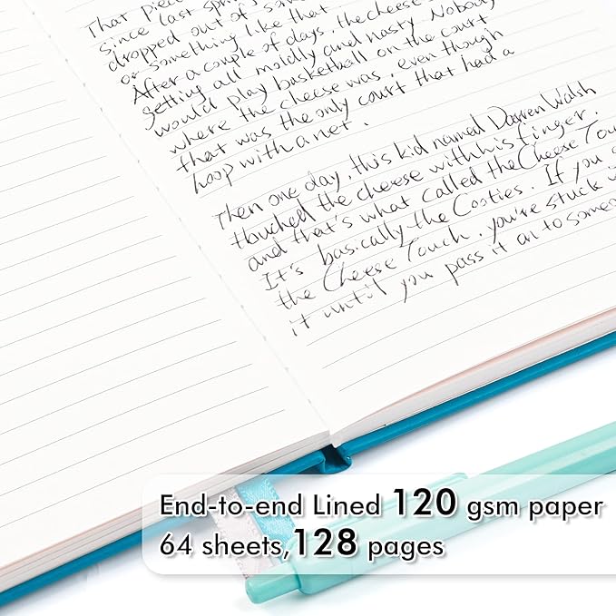 5 Pack Journal Notebook Bulk for School, Feela Hardcover Business Notebooks Classic Ruled Lined Journals with Pen Holder for Work Note Taking, with 5 Black Pens, 120 GSM, 5.1”x8.3”, A5, Teal